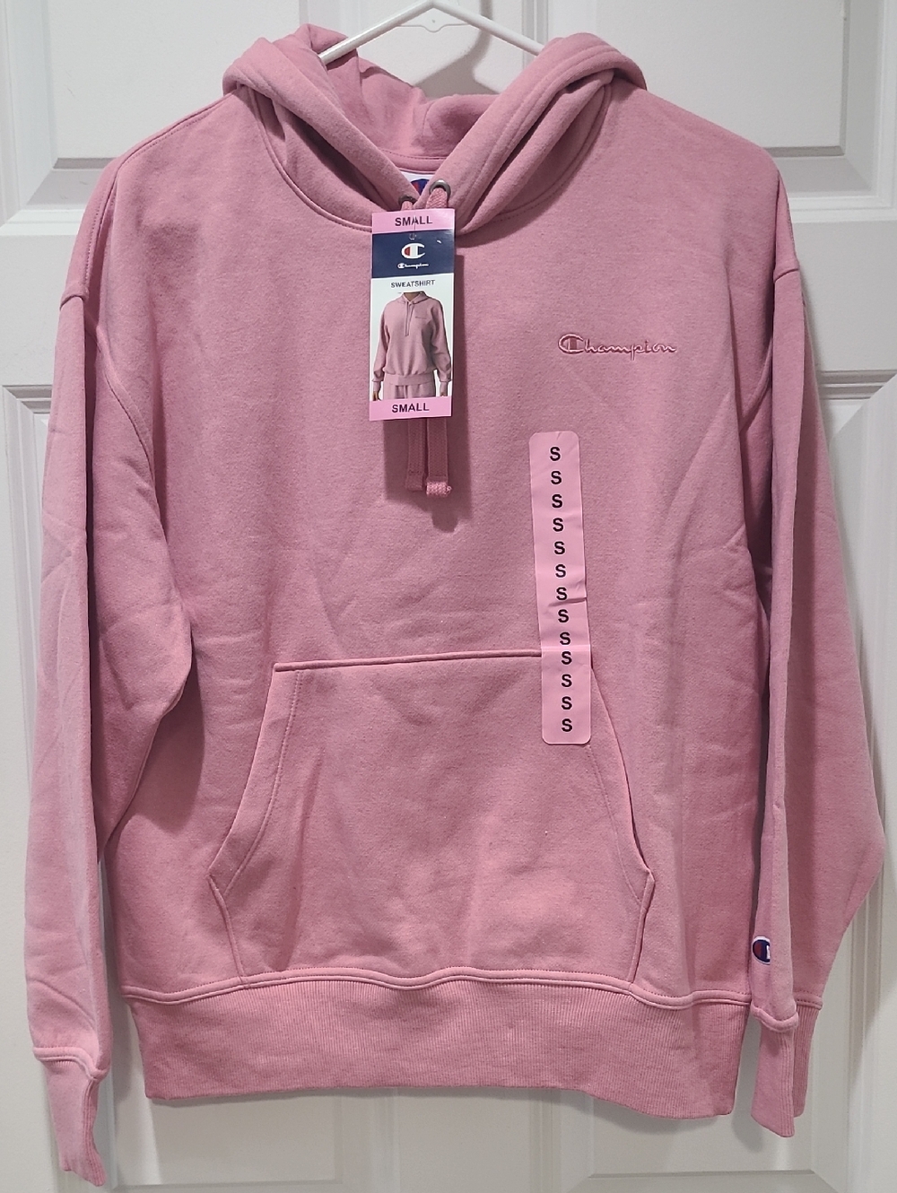 NWT Champion Oversized Dusty Pink Sweatshirt Pullover Hoodie W/Logo Size Small